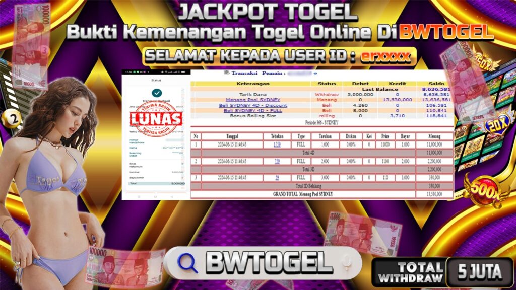 BUKTI JACKPOT TOGEL POOL SYDNEY TERPERCAYA DI INDONESIA TGL 15-06-2024