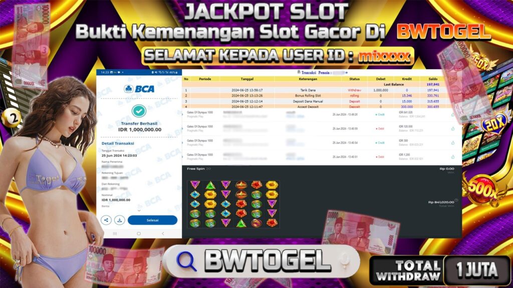 BUKTI JACKPOT SLOT GATES OF OLYMPUS 1000 TERPERCAYA DI INDONESIA TGL 25-06-2024