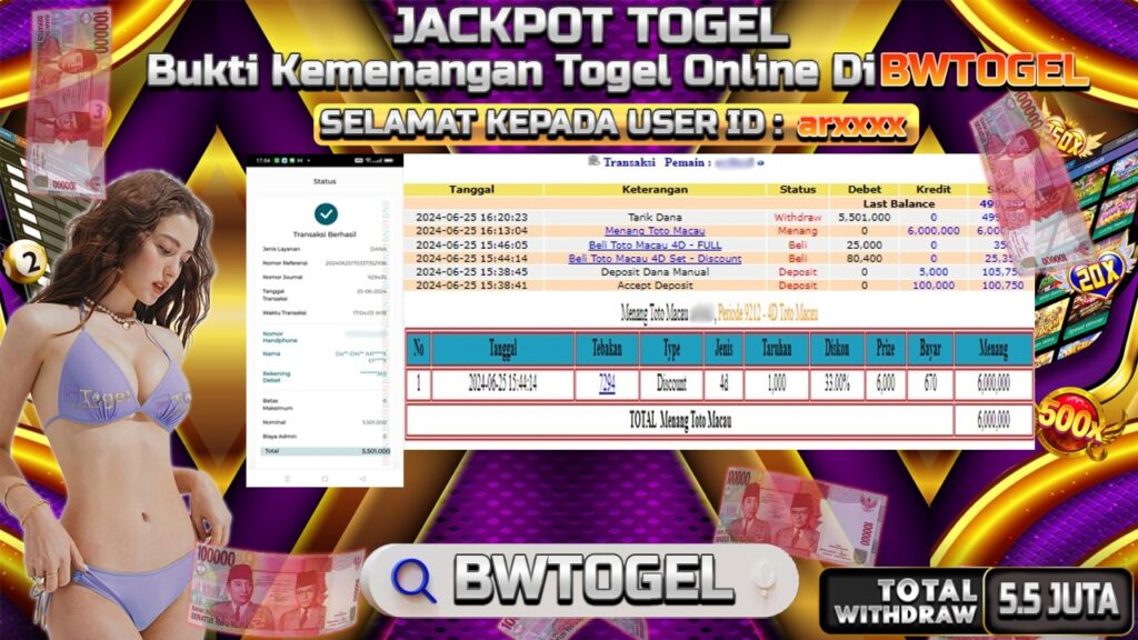 BUKTI JACKPOT TOGEL TOTO MACAU 4D TERPERCAYA DI INDONESIA TGL 25-06-2024