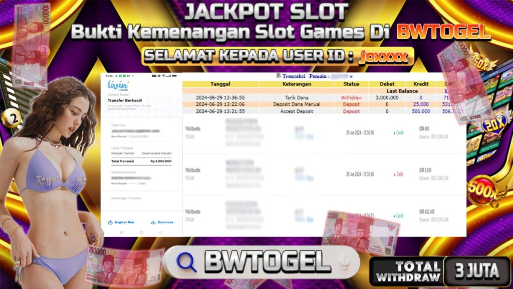 BUKTI JACKPOT SLOT WILD BONITO TERPERCAYA DI INDONESIA TGL 29-06-2024