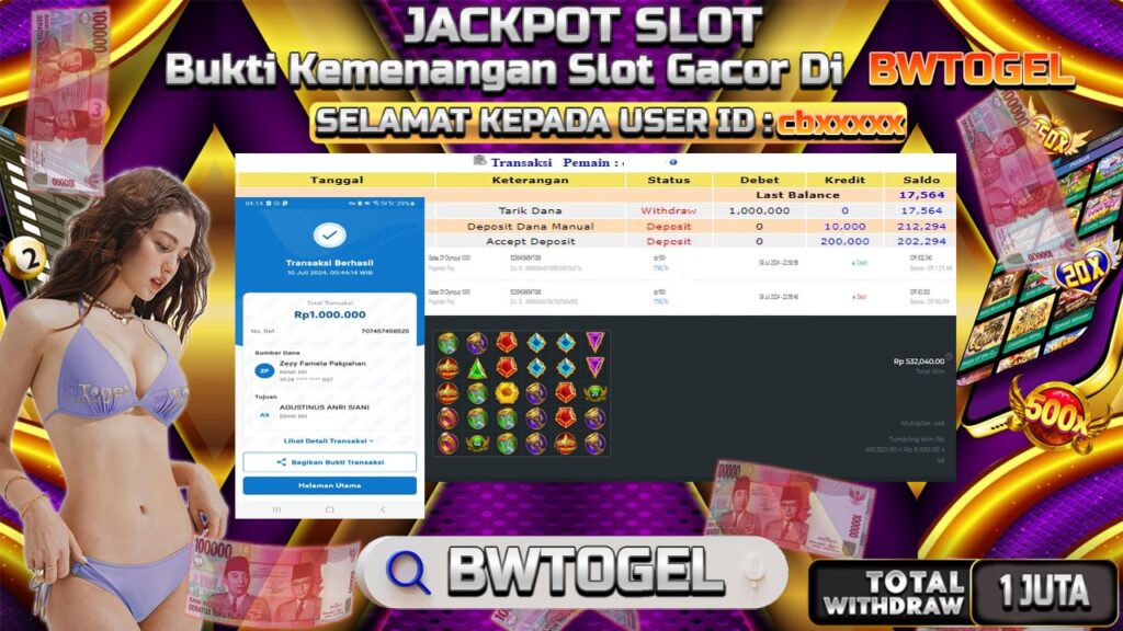 BUKTI JACKPOT SLOT GATES OF OLYMPUS 1000 TERPERCAYA DI INDONESIA TGL 10-07-2024