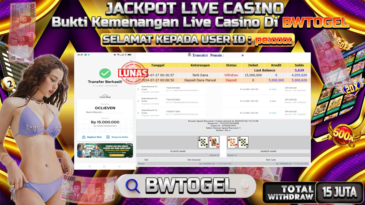 BUKTI JACKPOT SPEED BACCARAT 16 TERPERCAYA DI INDONESIA TGL 26-07-2024