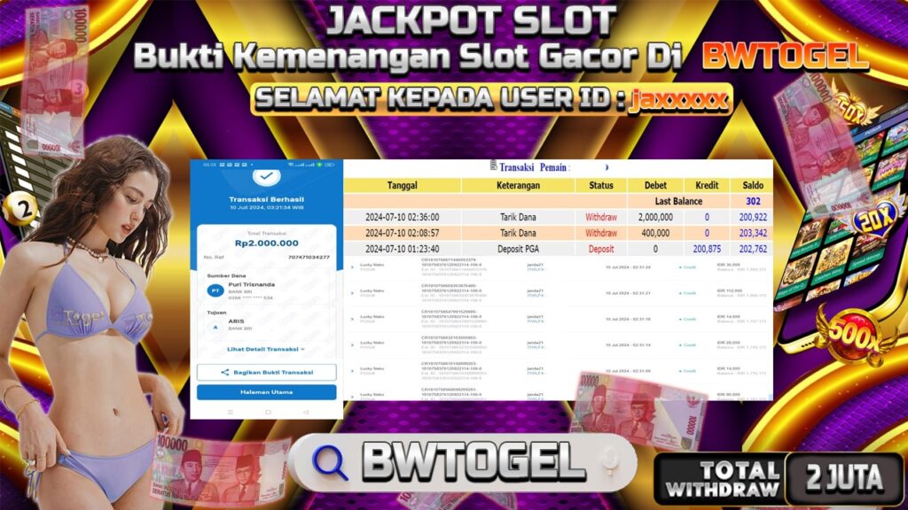 BUKTI JACKPOT SLOT LUCKY NEKO TERPERCAYA DI INDONESIA TGL 10-07-2024