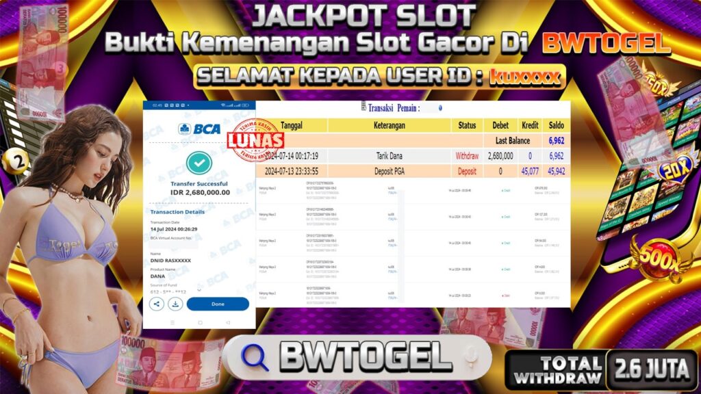 BUKTI JACKPOT SLOT MAHJONG WAYS 2 TERPERCAYA DI INDONESIA TGL 14-07-2024