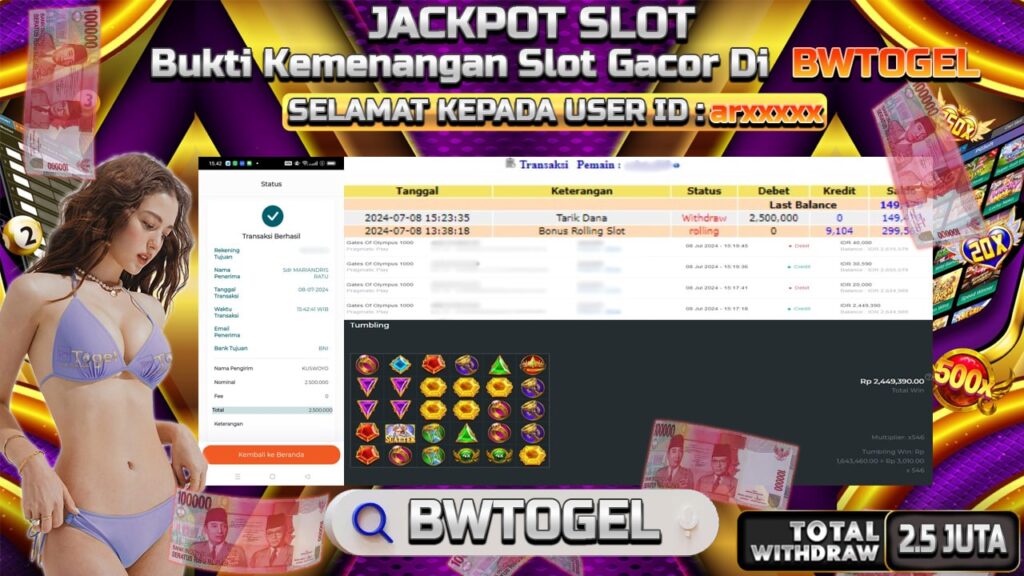 BUKTI JACKPOT SLOT GATES OF OLYMPUS 1000 TERPERCAYA DI INDONESIA TGL 08-07-2024