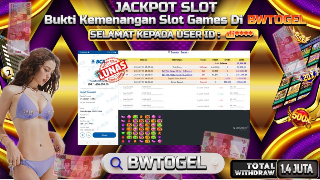 BUKTI JACKPOT SLOT SUGAR RUSH 1000 TERPERCAYA DI INDONESIA TGL 31-07-2024