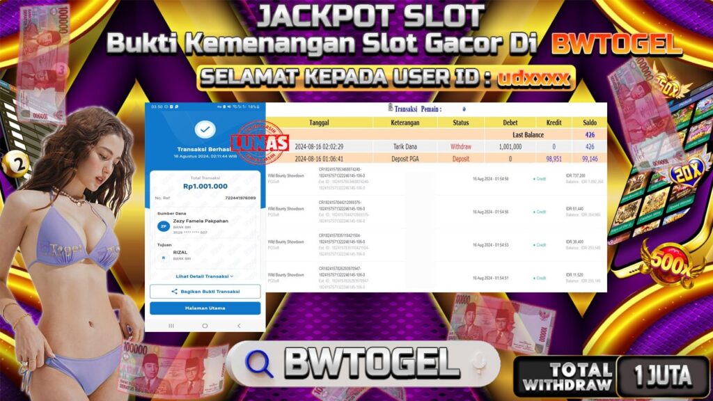 BUKTI JACKPOT SLOT WILD BOUNTY SHOWDOWN TERPERCAYA DI INDONESIA TGL 16-08-2024