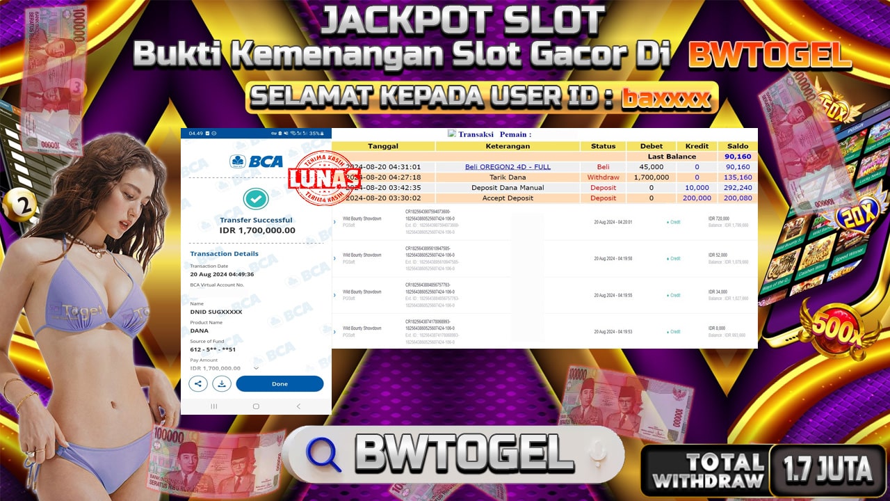 BUKTI JACKPOT SLOT WILD BOUNTY SHOWDOWN TERPERCAYA DI INDONESIA TGL 20-08-2024