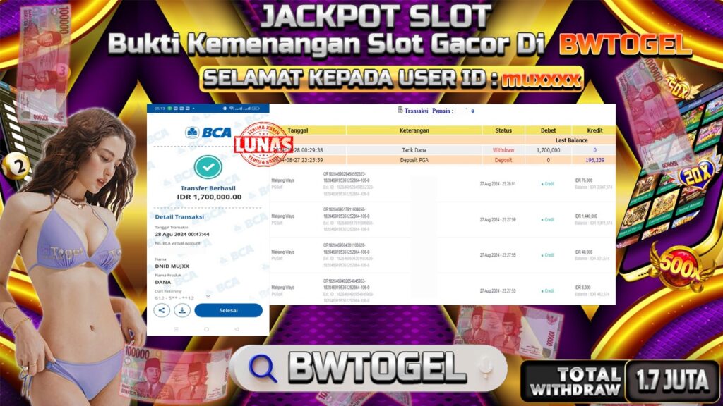 BUKTI JACKPOT SLOT MAHJONG WAYS TERPERCAYA DI INDONESIA TGL 28-08-2024