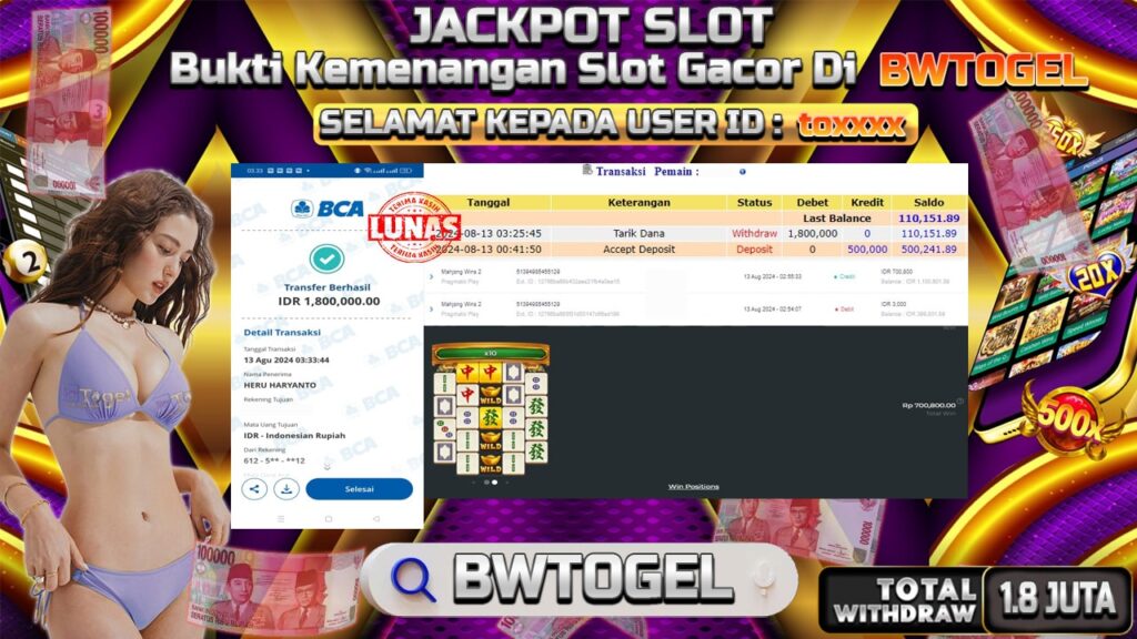 BUKTI JACKPOT SLOT MAHJONG WINS 2 TERPERCAYA DI INDONESIA TGL 13-08-2024