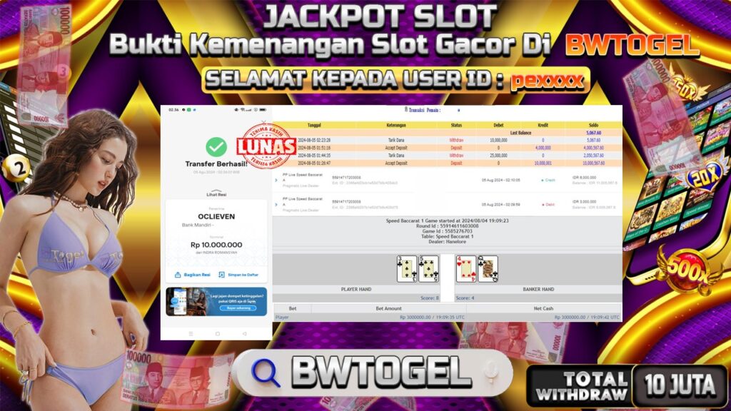 BUKTI JACKPOT SPEED BACCARAT 1 TERPERCAYA DI INDONESIA TGL 05-08-2024