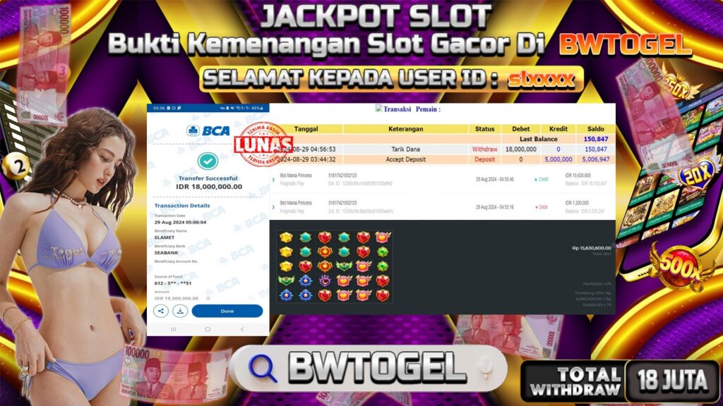 BUKTI JACKPOT SLOT MANIA PRINCESS TERPERCAYA DI INDONESIA TGL 29-08-2024