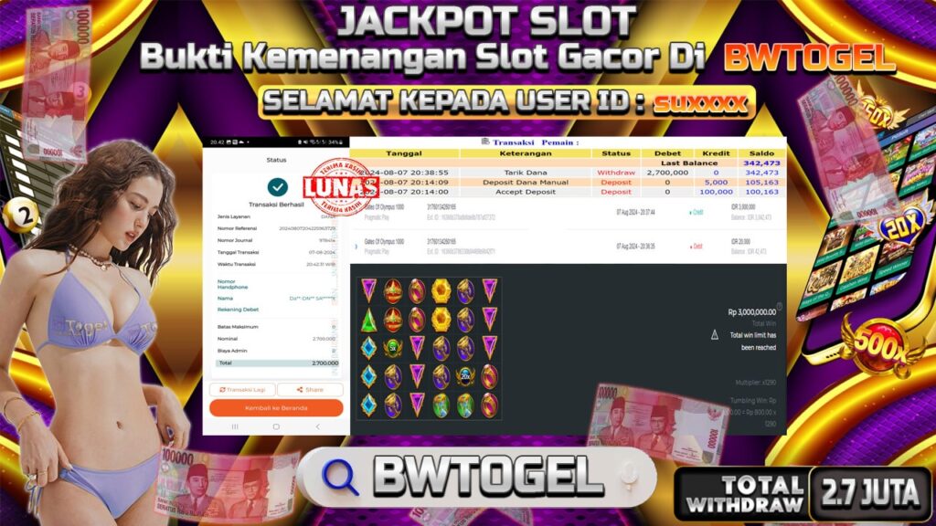 BUKTI JACKPOT SLOT GATES OF OLYMPUS 1000 TERPERCAYA DI INDONESIA TGL 04-08-2024