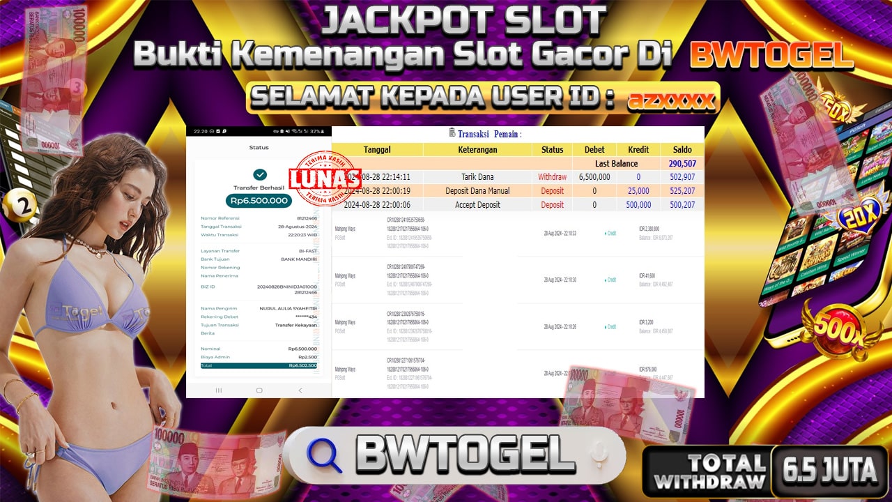 BUKTI JACKPOT SLOT MAHJONG WAYS TERPERCAYA DI INDONESIA TGL 28-08-2024