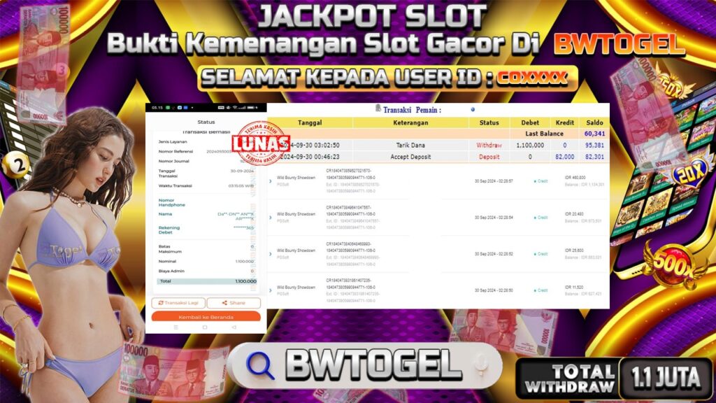 BUKTI JACKPOT SLOT WILD BOUNTY SHOWDOWN TERPERCAYA DI INDONESIA TGL 30-09-2024