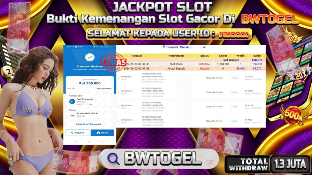 BUKTI JACKPOT SLOT MAHJONG WAYS 2 TERPERCAYA DI INDONESIA TGL 02-09-2024