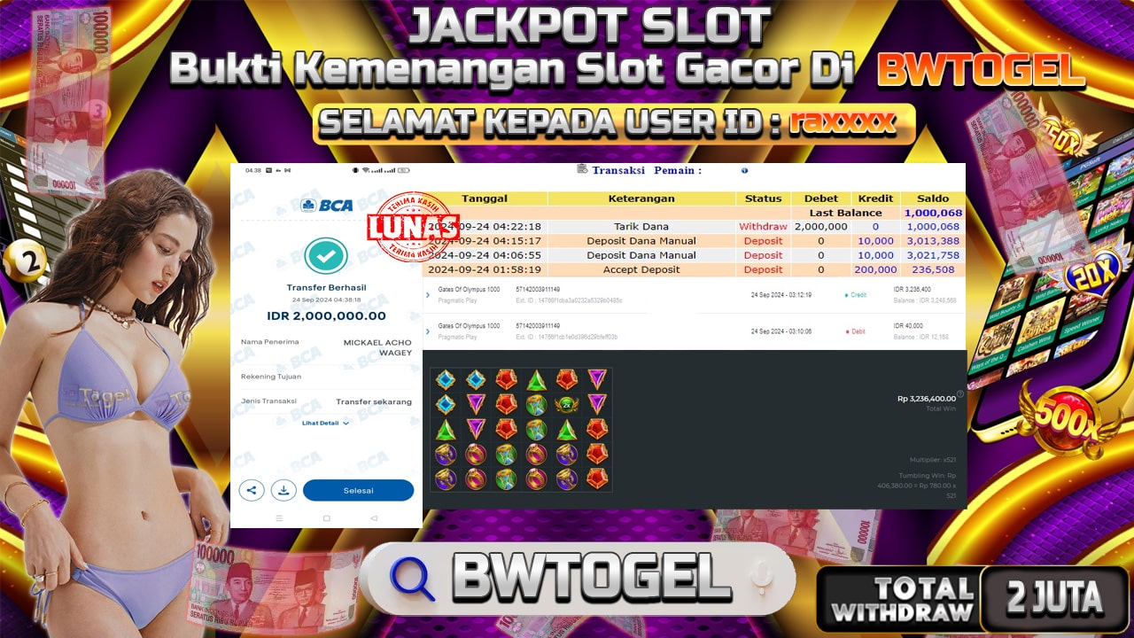 BUKTI JACKPOT SLOT GATES OF OLYMPUS 1000 TERPERCAYA DI INDONESIA TGL 24-09-2024