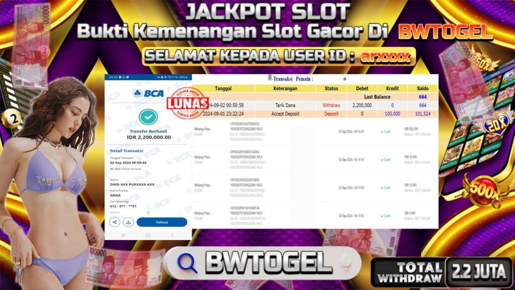 BUKTI JACKPOT SLOT MAHJONG WAYS TERPERCAYA DI INDONESIA TGL 02-09-2024