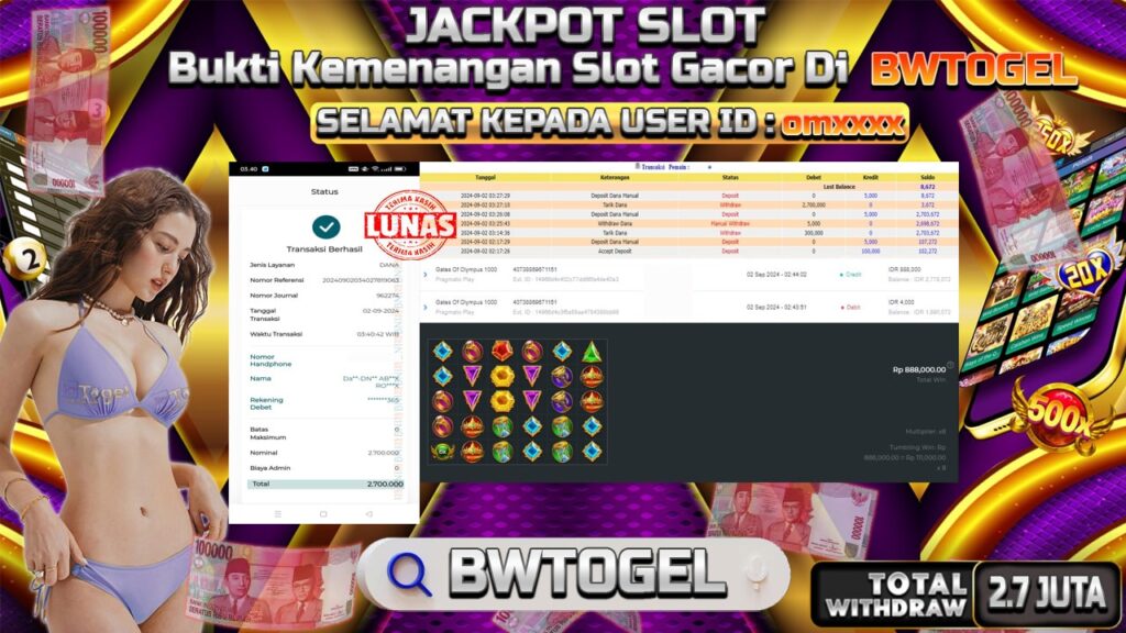 BUKTI JACKPOT SLOT GATES OF OLYMPUS 1000 TERPERCAYA DI INDONESIA TGL 02-09-2024