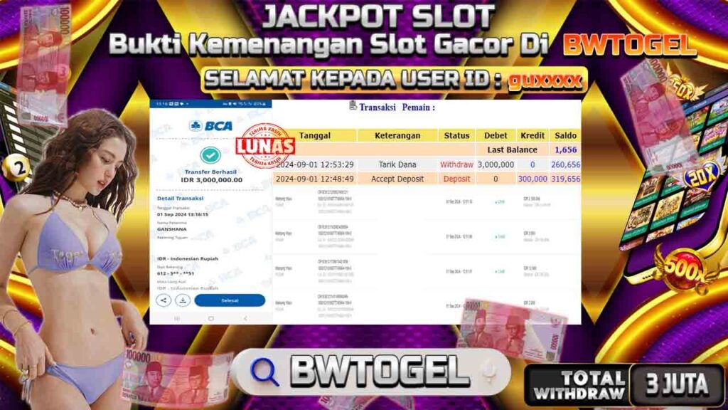 BUKTI JACKPOT SLOT MAHJONG WAYS TERPERCAYA DI INDONESIA TGL 01-09-2024