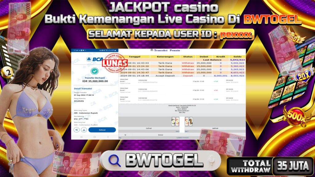 BUKTI JACKPOT SPEED BACCARAT 1 TERPERCAYA DI INDONESIA TGL 01-09-2024