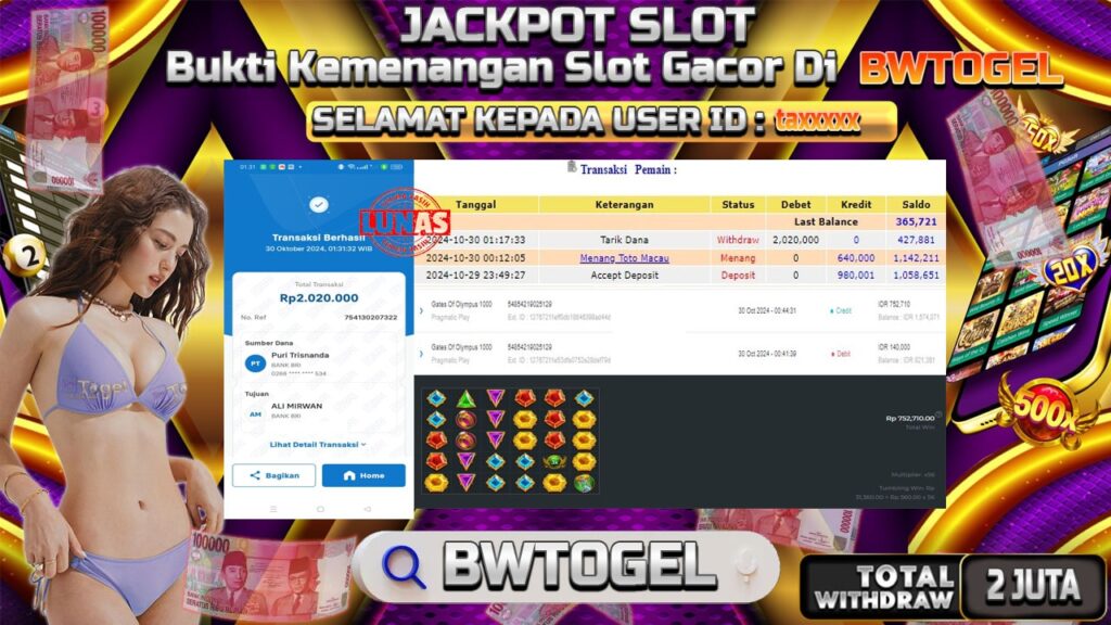 BUKTI JACKPOT SLOT GATES OF OLYMPUS 1000 TERPERCAYA DI INDONESIA TGL 30-10-2024