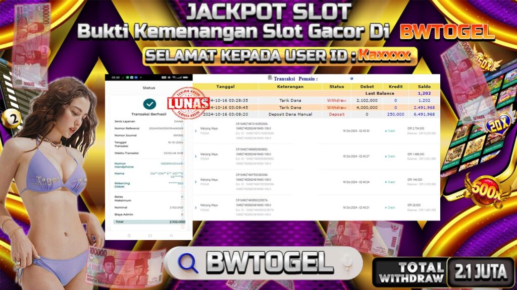 BUKTI JACKPOT SLOT MAHJONG WAYS TERPERCAYA DI INDONESIA TGL 16-10-2024