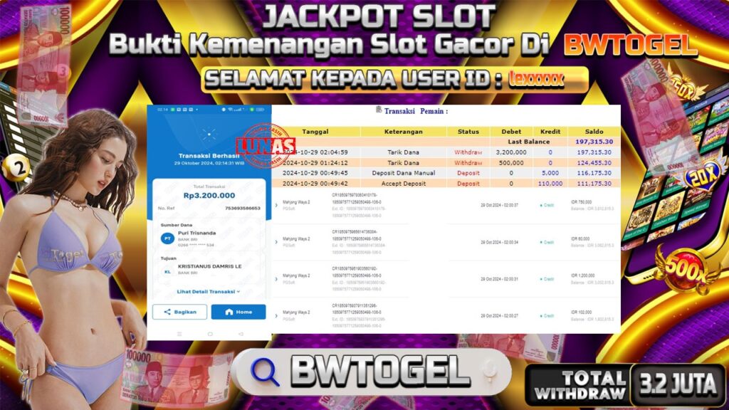 BUKTI JACKPOT SLOT MAHJONG WAYS 2 TERPERCAYA DI INDONESIA TGL 29-10-2024