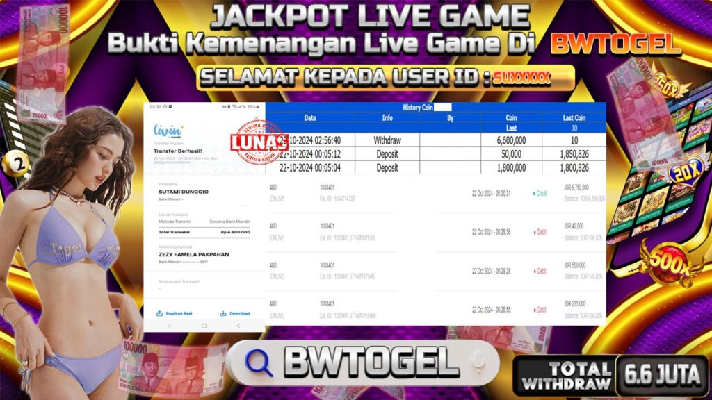 BUKTI JACKPOT IDNLIVE 48D TERPERCAYA DI INDONESIA TGL 22-10-2024