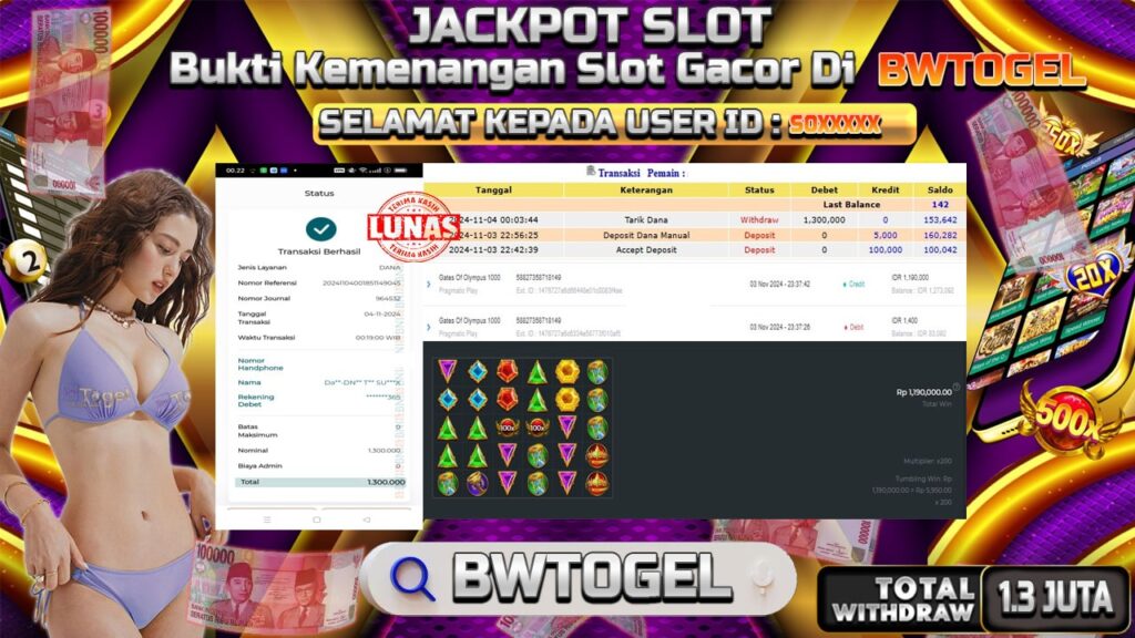 BUKTI JACKPOT SLOT GATES OF OLYMPUS 1000 TERPERCAYA DI INDONESIA TGL 04-11-2024