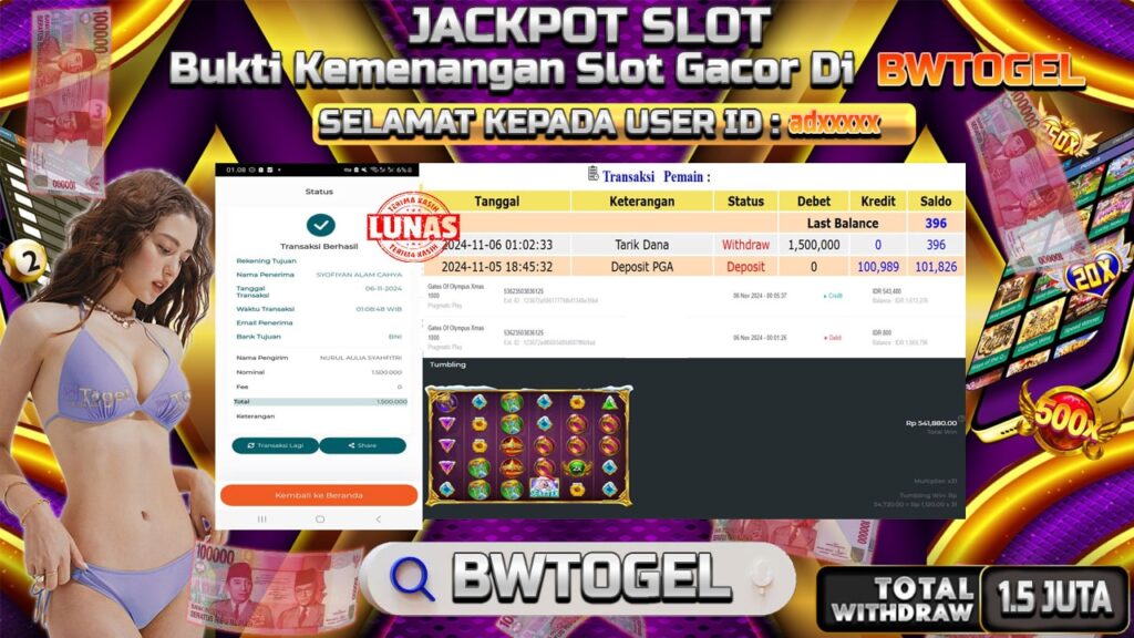 BUKTI JACKPOT SLOT GATES OF OLYMPUS XMAS 1000 TERPERCAYA DI INDONESIA TGL 06-11-2024