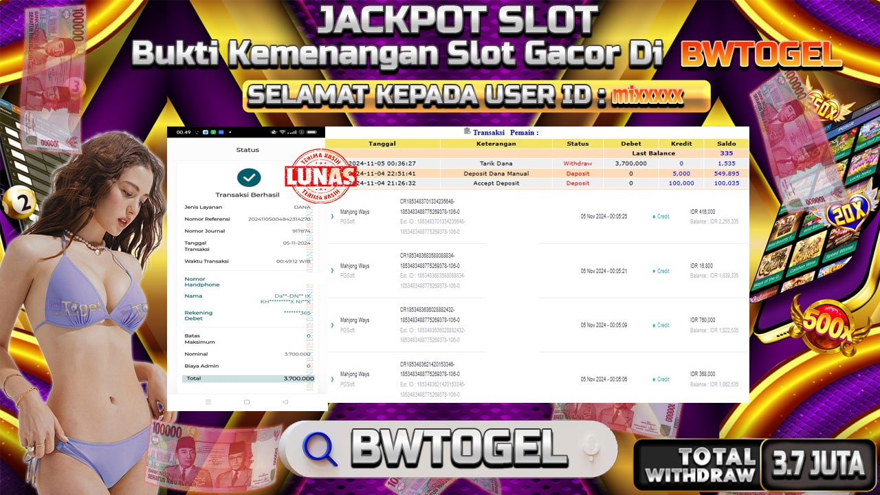 BUKTI JACKPOT SLOT MAHJONG WAYS TERPERCAYA DI INDONESIA TGL 05-11-2024