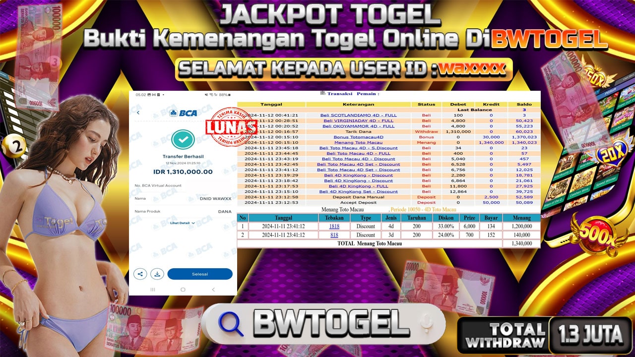 BUKTI JACKPOT TOGEL TOTO MACAU TERPERCAYA DI INDONESIA TGL 12-11-2024