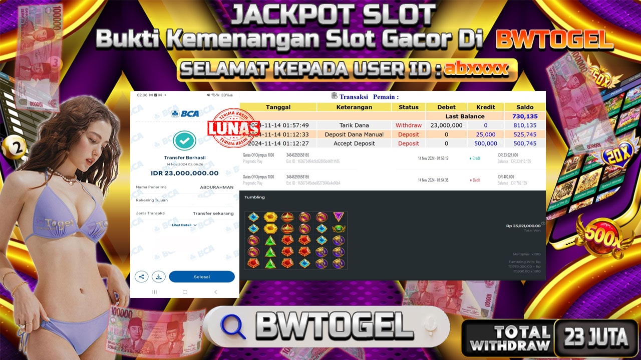 BUKTI JACKPOT SLOT GATES OF OLYMPUS 1000 TERPERCAYA DI INDONESIA TGL 14-11-2024