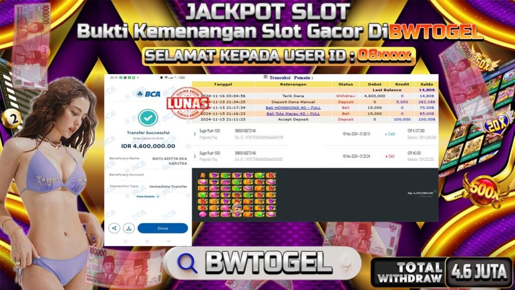 BUKTI JACKPOT SLOT SUGAR RUSH 1000 TERPERCAYA DI INDONESIA TGL 16-11-2024