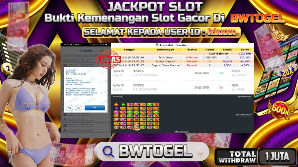 BUKTI JACKPOT SLOT SUGAR RUSH 1000 TERPERCAYA DI INDONESIA TGL 20-11-2024