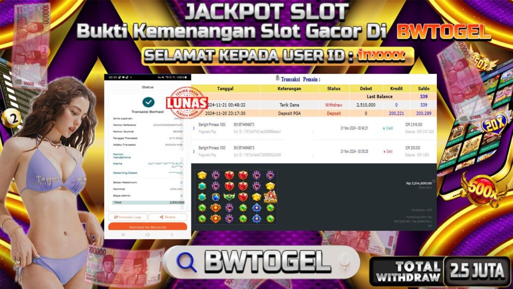 BUKTI JACKPOT SLOT STARLIGHT PRINCESS 1000 TERPERCAYA DI INDONESIA TGL 21-11-2024