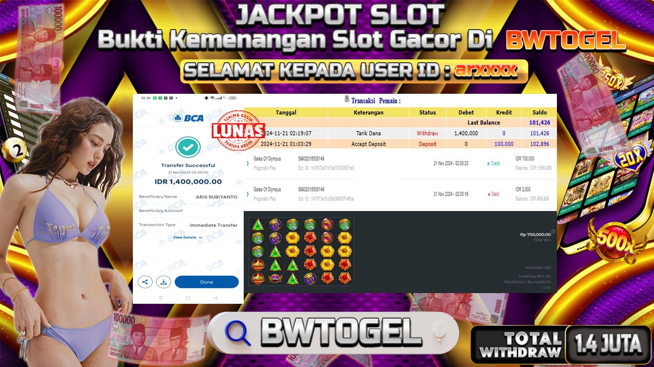 BUKTI JACKPOT SLOT GATES OF OLYMPUS TERPERCAYA DI INDONESIA TGL 21-11-2024