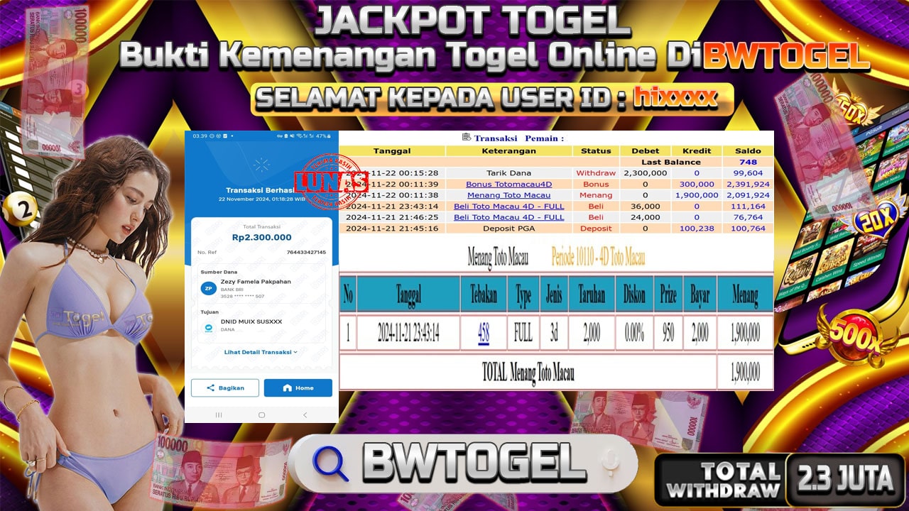 BUKTI JACKPOT TOGEL TOTO MACAU TERPERCAYA DI INDONESIA TGL 22-11-2024