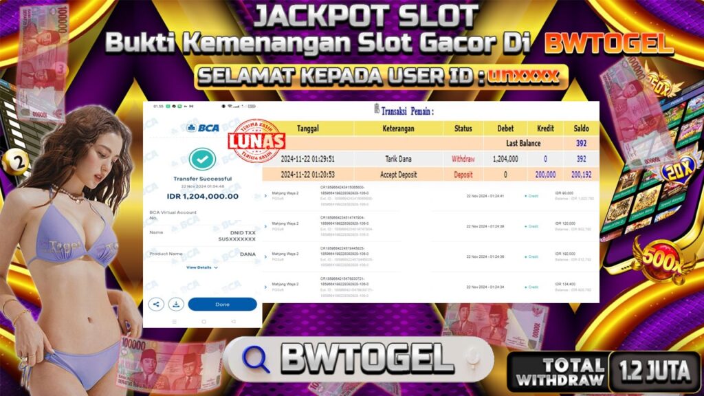 BUKTI JACKPOT SLOT MAHJONG WAYS 2 TERPERCAYA DI INDONESIA TGL 22-11-2024