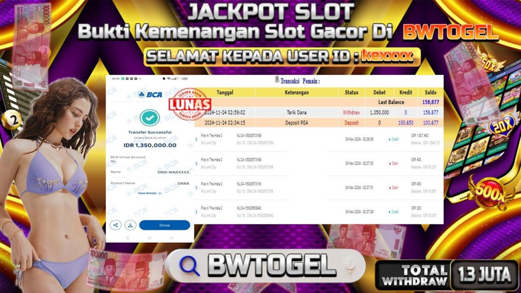 BUKTI JACKPOT SLOT FIRE IN THE HOLE 2 TERPERCAYA DI INDONESIA TGL 24-11-2024