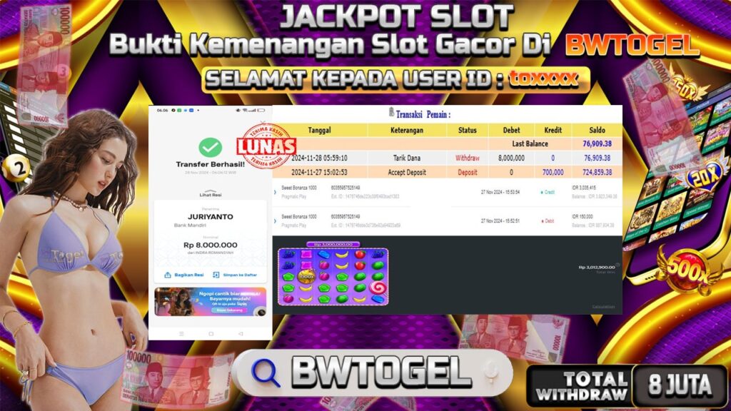 BUKTI JACKPOT SLOT SWEET BONANZA  1000 TERPERCAYA DI INDONESIA TGL 28-11-2024