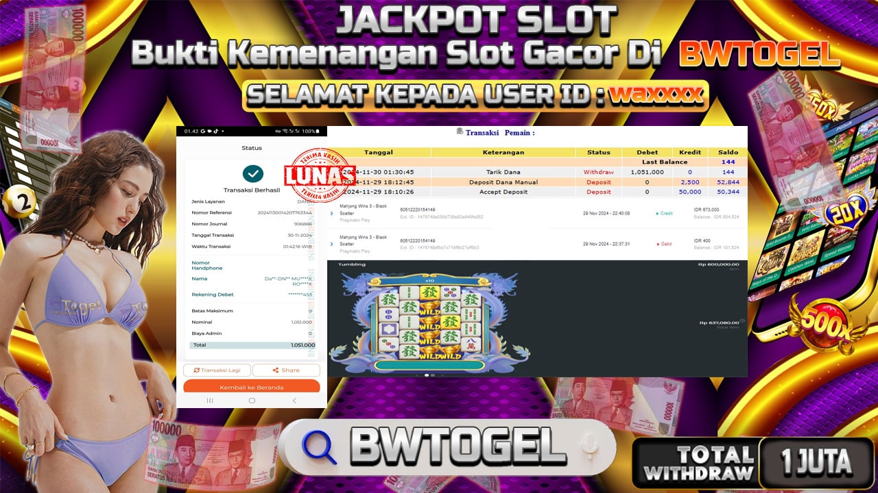 BUKTI JACKPOT SLOT MAHJONG WINS 3 – BLACK SCATTER TERPERCAYA DI INDONESIA TGL 30-11-2024