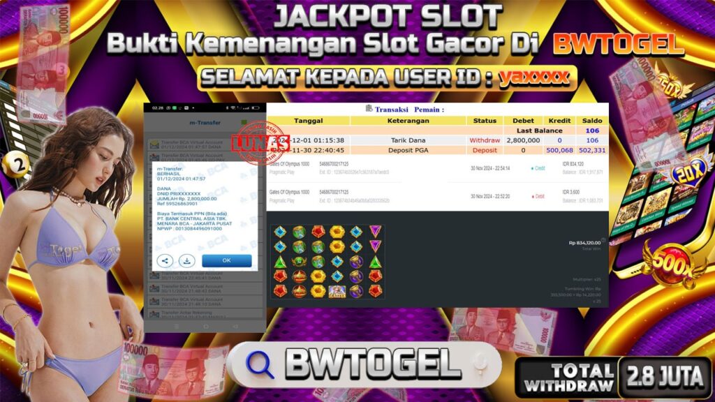 BUKTI JACKPOT SLOT GATES OF OLYMPUS 1000 TERPERCAYA DI INDONESIA TGL 01-12-2024