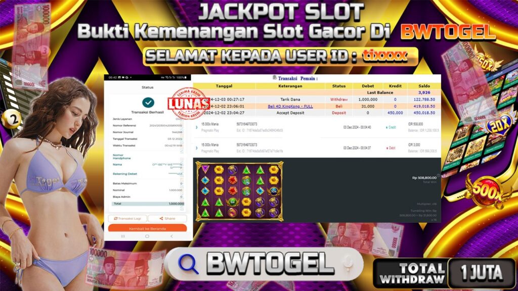 BUKTI JACKPOT SLOT 15.000X MANIA TERPERCAYA DI INDONESIA TGL 03-12-2024