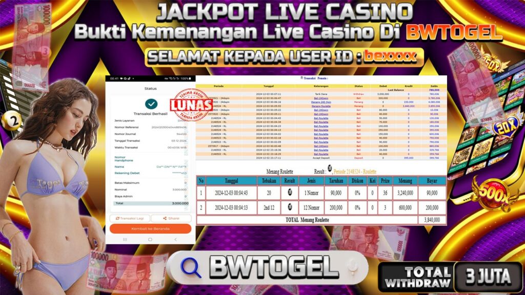 BUKTI JACKPOT ROULETTE TERPERCAYA DI INDONESIA TGL 03-12-2024