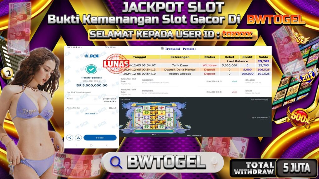 BUKTI JACKPOT SLOT MAHJONG WINS 3 – BLACK SCATTER TERPERCAYA DI INDONESIA TGL 05-12-2024